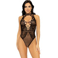 LEG AVENUE - BODY CON APERTURA A CHIAVE IN RETE E PIZZO TAGLIA UNICA – Body