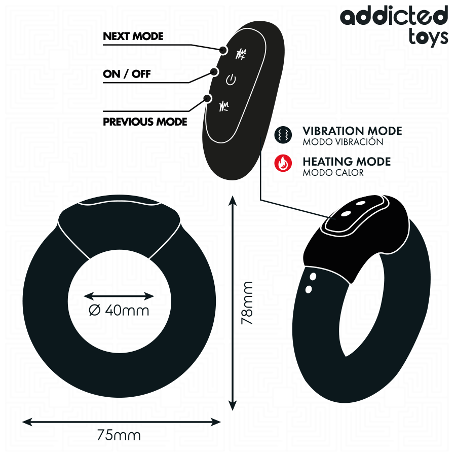 ADDICTED TOYS - ANELLO PER IL PENE VIBRANTE CON EFFETTO RISCALDANTE E TELECOMANDO – Cockring con vibrazione – foto 6