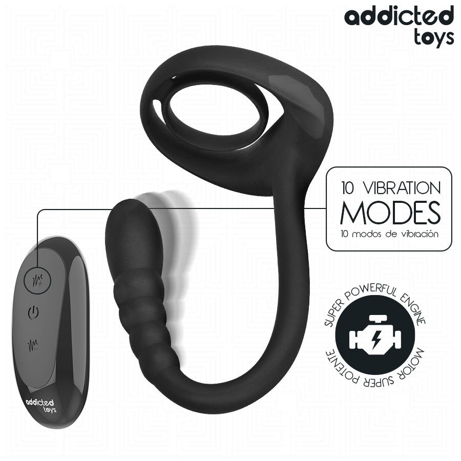 ADDICTED TOYS - ANELLO VIBRANTE PER IL PENE CON TELECOMANDO P-SPOT – Cockring con vibrazione – foto 5