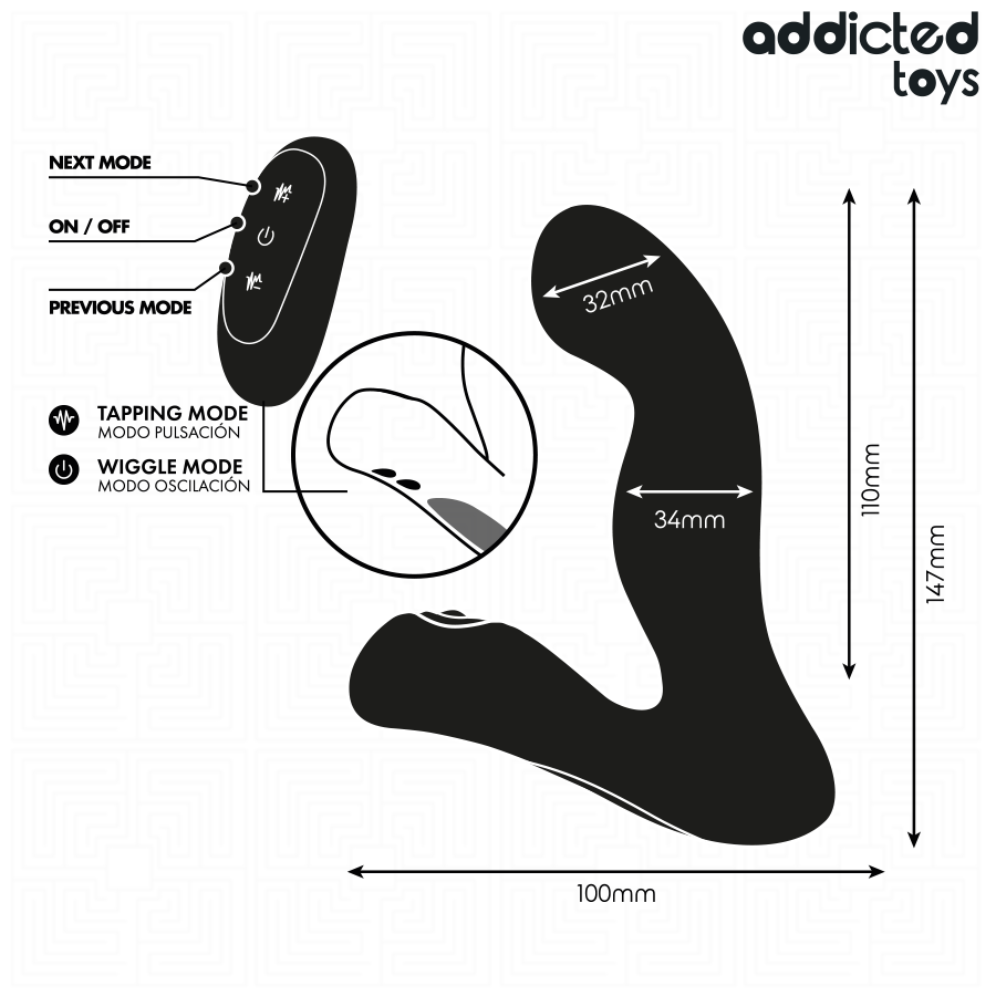 ADDICTED TOYS - MASSAGGIATORE PROSTATICO OSCILLANTE CON TELECOMANDO IN MODALITÀ PULSAZIONE – Speciale prostatico – foto 6