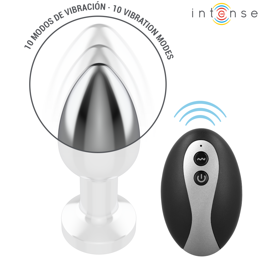 INTENSE - PLUG ANALE VIBRANTE IN METALLO CON LUCI LED E TELECOMANDO - TAGLIA S – Vibratori anali – foto 4