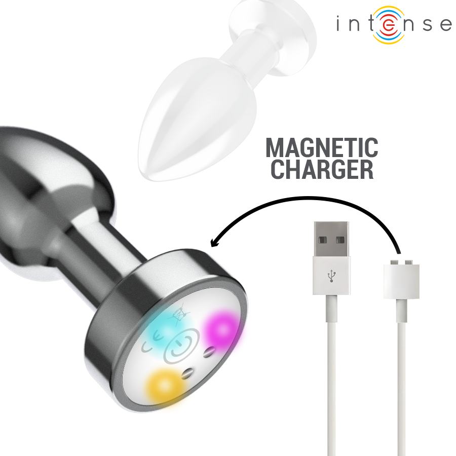 INTENSE - PLUG ANALE VIBRANTE IN METALLO CON LUCI LED E TELECOMANDO - TAGLIA M – Vibratori anali – foto 6
