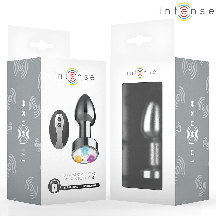 INTENSE - PLUG ANALE VIBRANTE IN METALLO CON LUCI LED E TELECOMANDO - TAGLIA M – Vibratori anali – foto 3