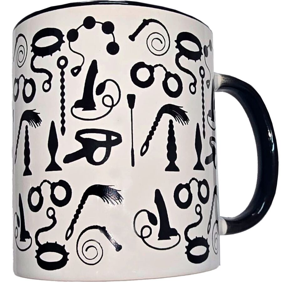 DIABLO PICANTE - TAZZA BONDAGE BIANCA CON MANICO NERO 370 ML – Accessori