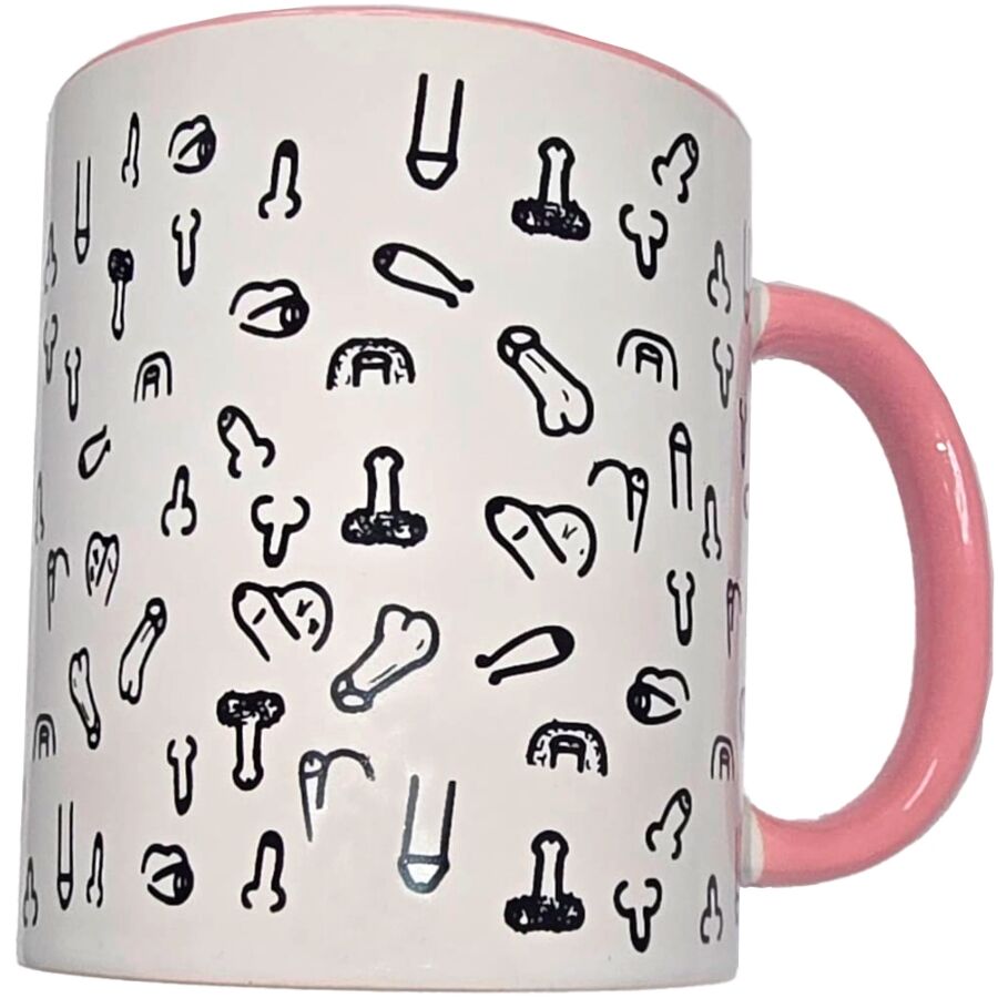 DIABLO PICANTE - TAZZA PENE BIANCA CON MANICO ROSA 370 M – Accessori