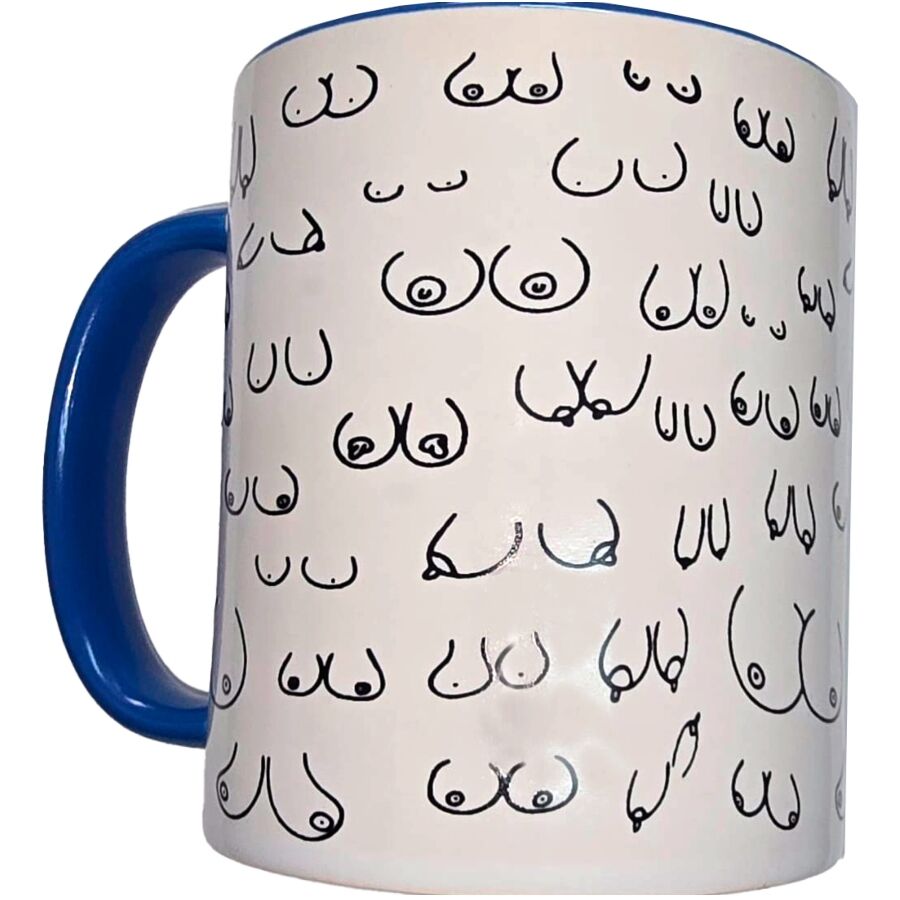 DIABLO PICANTE - TAZZA TETTE BIANCHE CON MANICO BLU 370 ML – Accessori