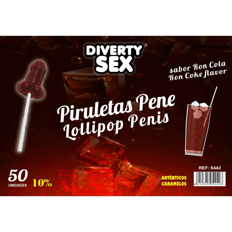 DIABLO GOLOSO - 50 LECCA LECCA AL PENE GUSTO RON COLA 10% ALCOOL – Divertenti prelibatezze alcoliche