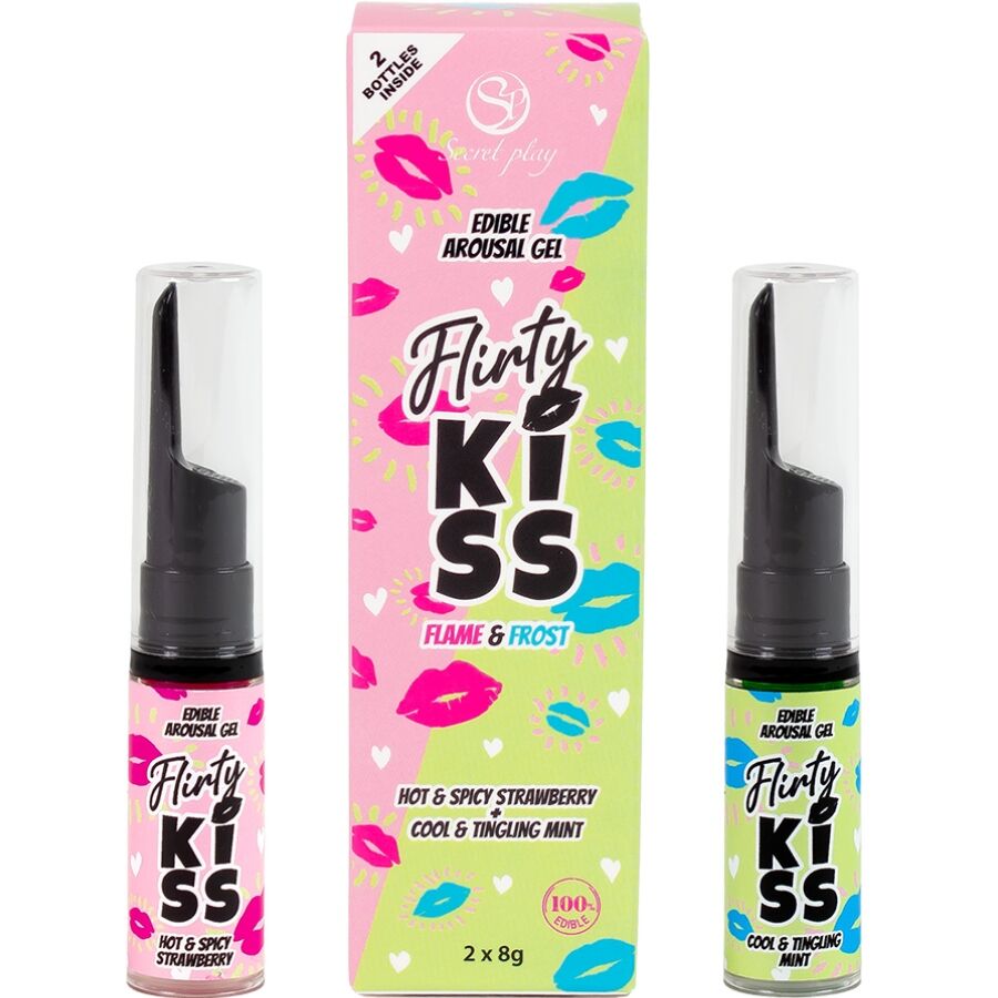 SECRETPLAY - GEL PER BACI CIVATRICI CON EFFETTI SESSUALI ORALI FRAGOLA E MENTA 2 x 8 GR – Per il sesso orale