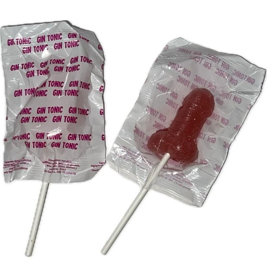 DIABLO GOLOSO - 1 LECCA-LECCA A FORMA DI PENE GIN TONIC GUSTO FRAGOLA 10% ALCOOL – Divertenti prelibatezze alcoliche