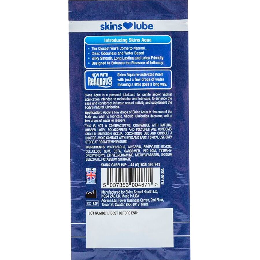 SKINS - AQUA LUBRIFICANTE A BASE D'ACQUA MONODOSE 5 ML – A base d'acqua – foto 2