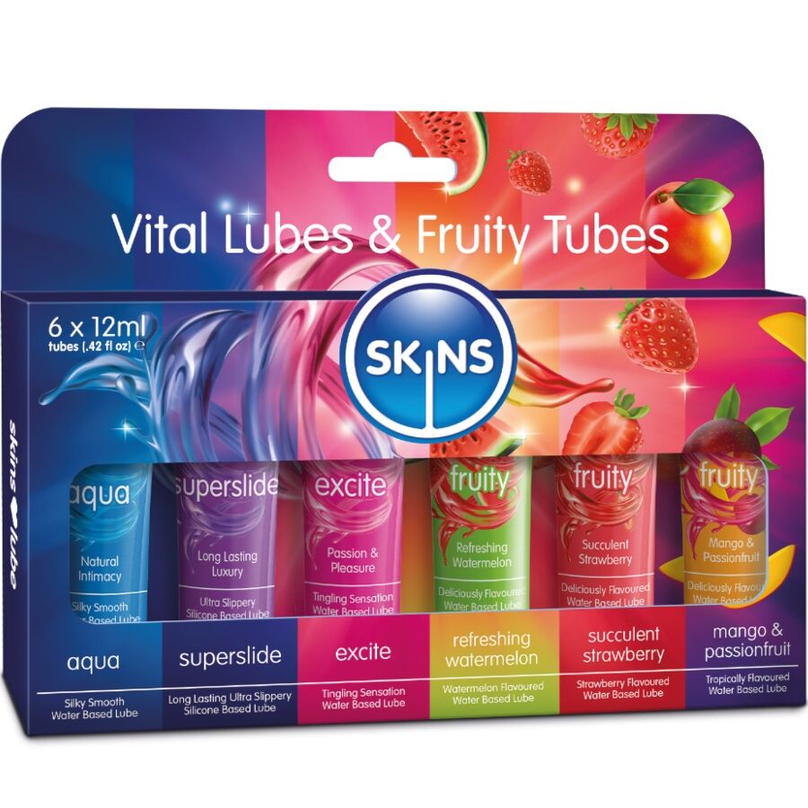 SKINS - KIT LUBRIFICANTI VITALI E FRUTTATI 6 x 12 ML – Kit lubrificanti