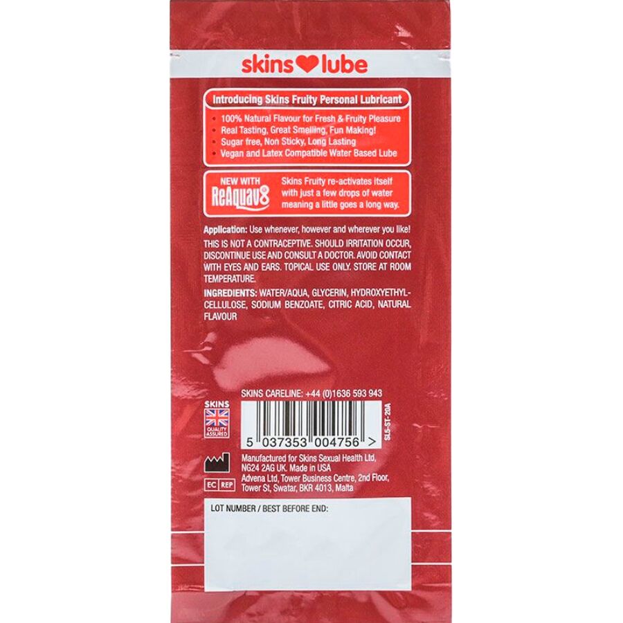 SKINS - LUBRIFICANTE FRUTTATO A BASE D'ACQUA FRAGOLA MONODOSE 5 ML – Dose singola – foto 2