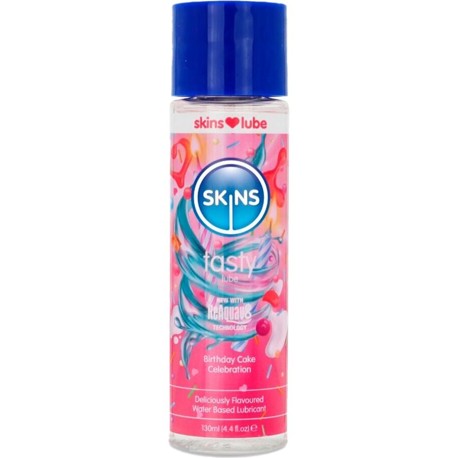 SKINS - LUBRIFICANTE GUSTOSO A BASE D'ACQUA PER TORTA DI COMPLEANNO 130 ML – Con sapori deliziosi