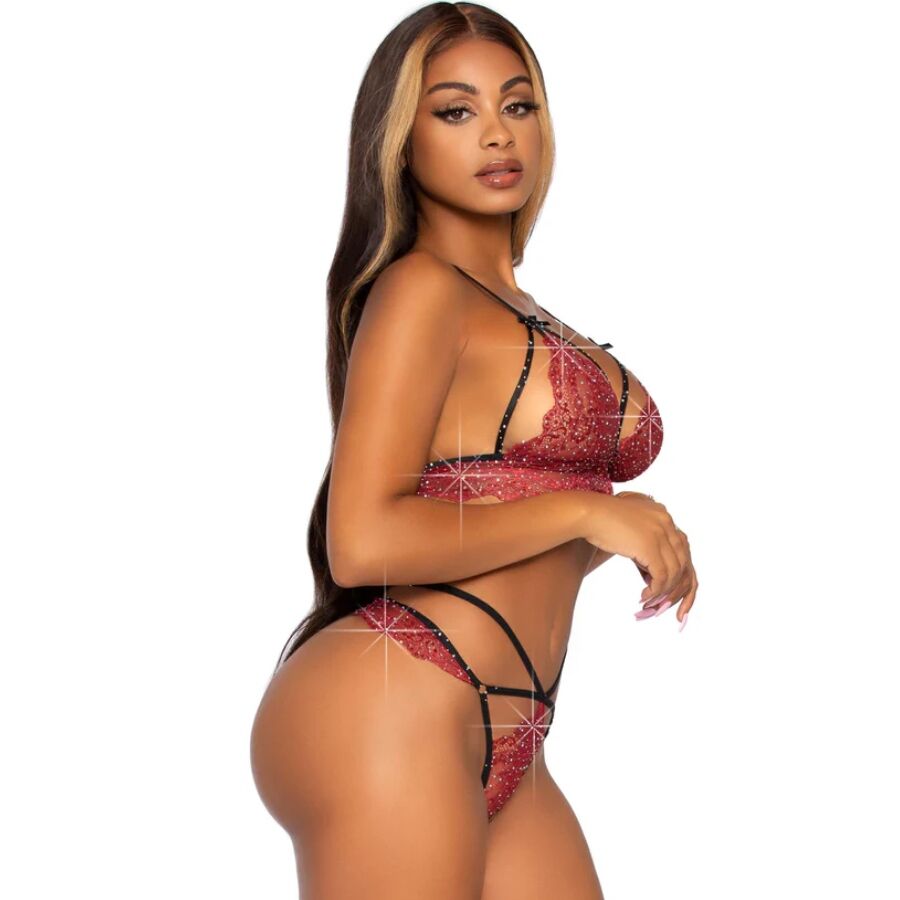 LEG AVENUE - 81623 REGGISENO + PERIZOMA BORDEAUX TAGLIA S – Reggiseno e slip – foto 2