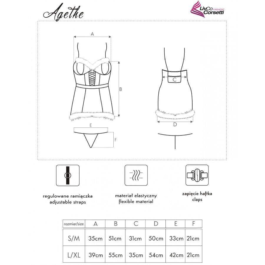 LIVCO CORSETTI FASHION - AGETHE LC 90607 CHEMISE + PERIZOMA + CAPPELLO DI NATALE L/XL – Lingerie di Natale – foto 6