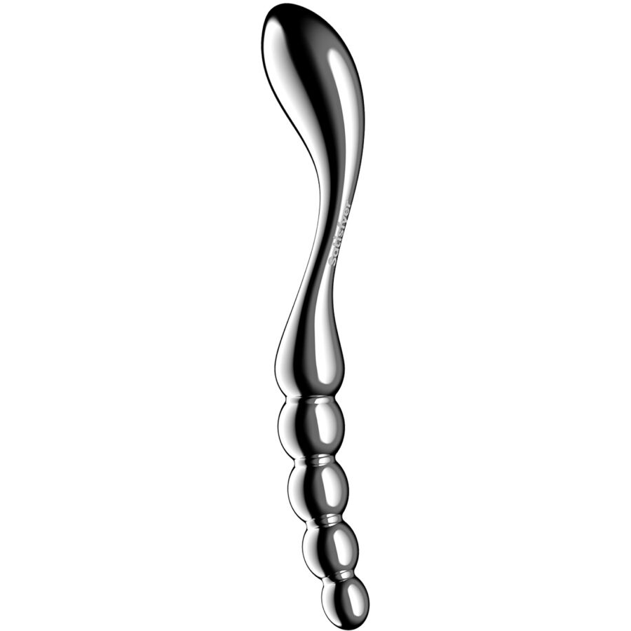 SATISFYER - DILDO A DOPPIA ESTREMITÀ IN ACCIAIO INOX STAR FORCE 1 – Dildo con punto G