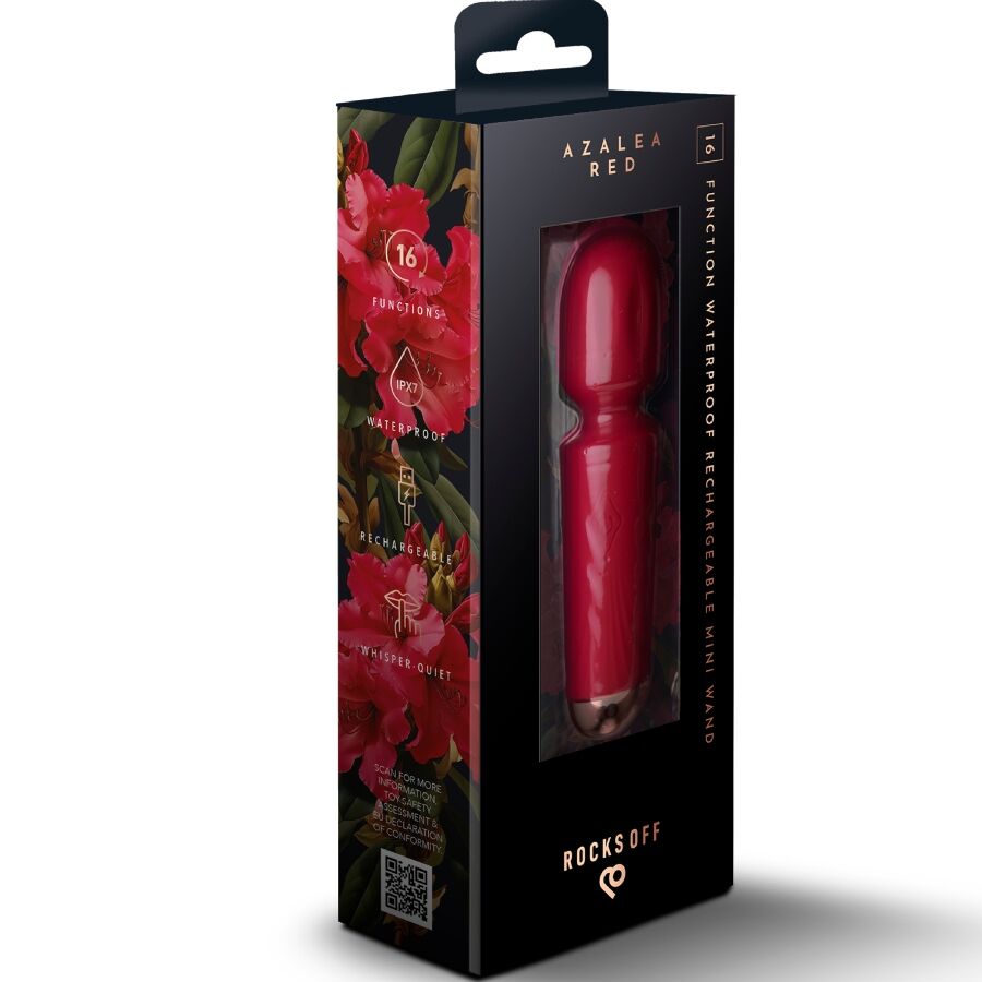 ROCKS-OFF - MINI BACCHETTA RICARICABILE 16 FUNZIONI AZALEA ROSSO – Vibratore WAND – foto 6