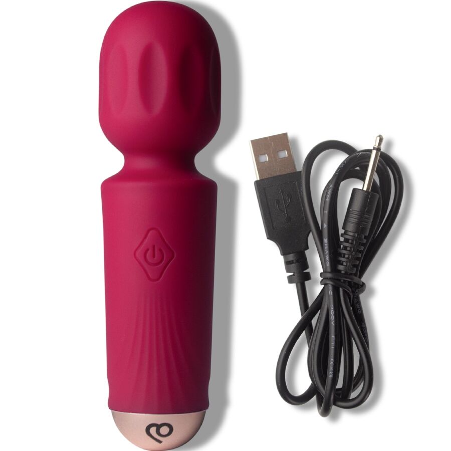 ROCKS-OFF - MINI BACCHETTA RICARICABILE 16 FUNZIONI AZALEA ROSSO – Vibratore WAND – foto 4