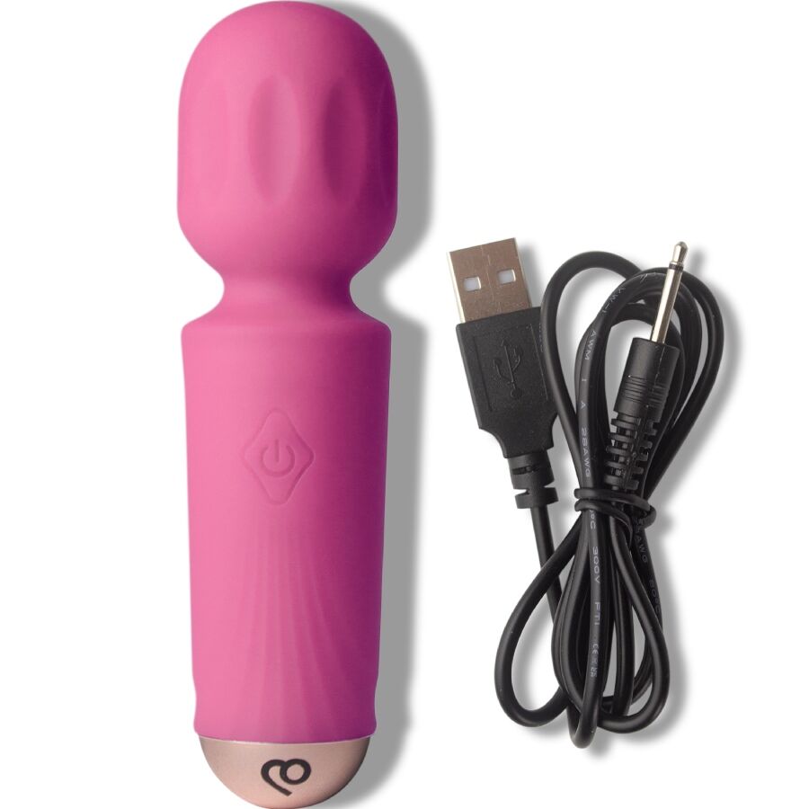 ROCKS-OFF - MINI BACCHETTA RICARICABILE 16 FUNZIONI ROSA PEONIA – Vibratore WAND – foto 4