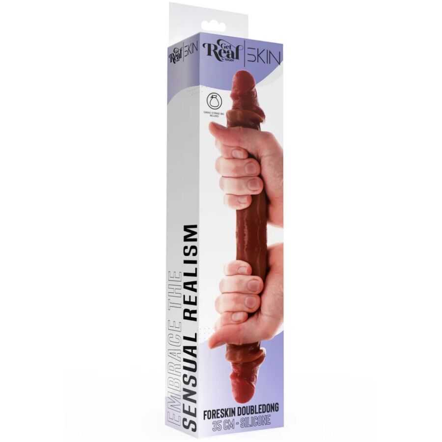 GET REAL - DILDO IN SILICONE A DOPPIA ESTREMITÀ CARAMELLO 35 CM – Doppio pene – foto 4