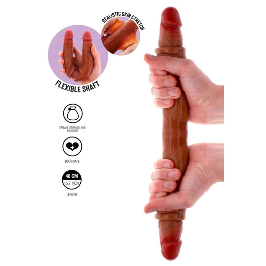 GET REAL - DILDO IN SILICONE A DOPPIA ESTREMITÀ CARAMELLO 40 CM – Doppio pene – foto 2