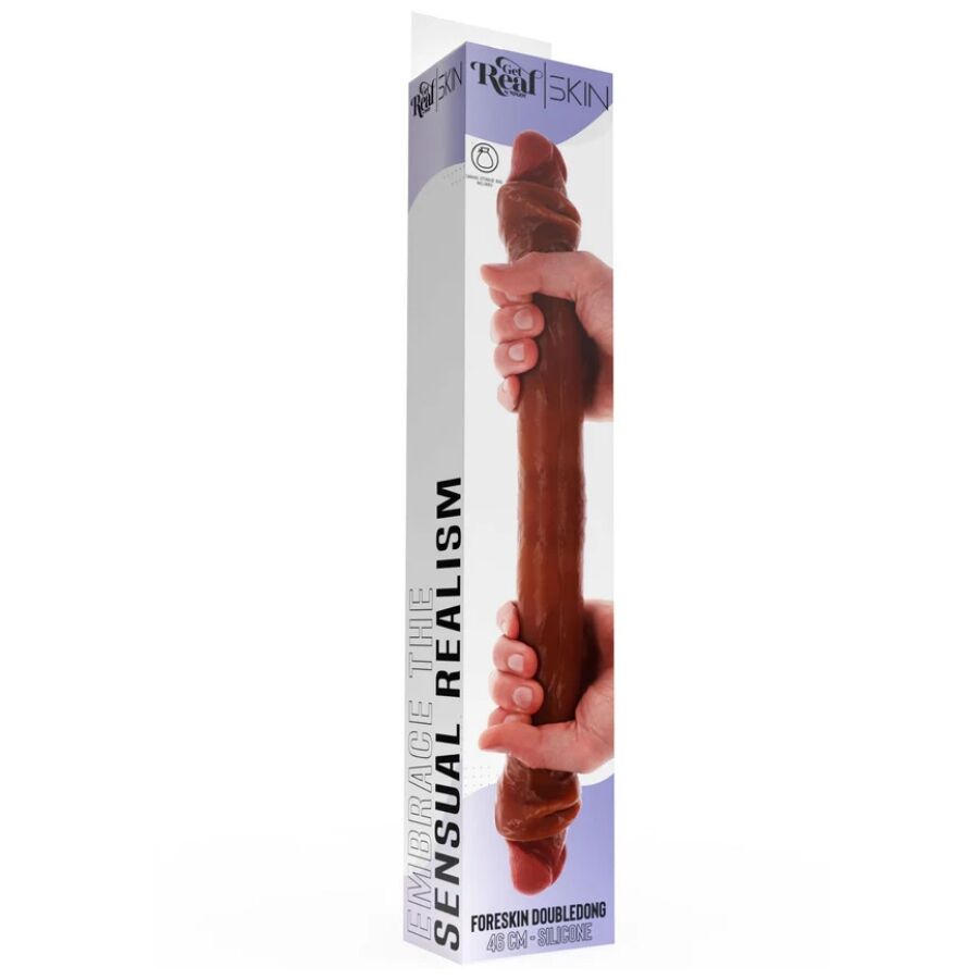 GET REAL - DILDO IN SILICONE A DOPPIA ESTREMITÀ CARAMELLO 46 CM – Doppio pene – foto 4