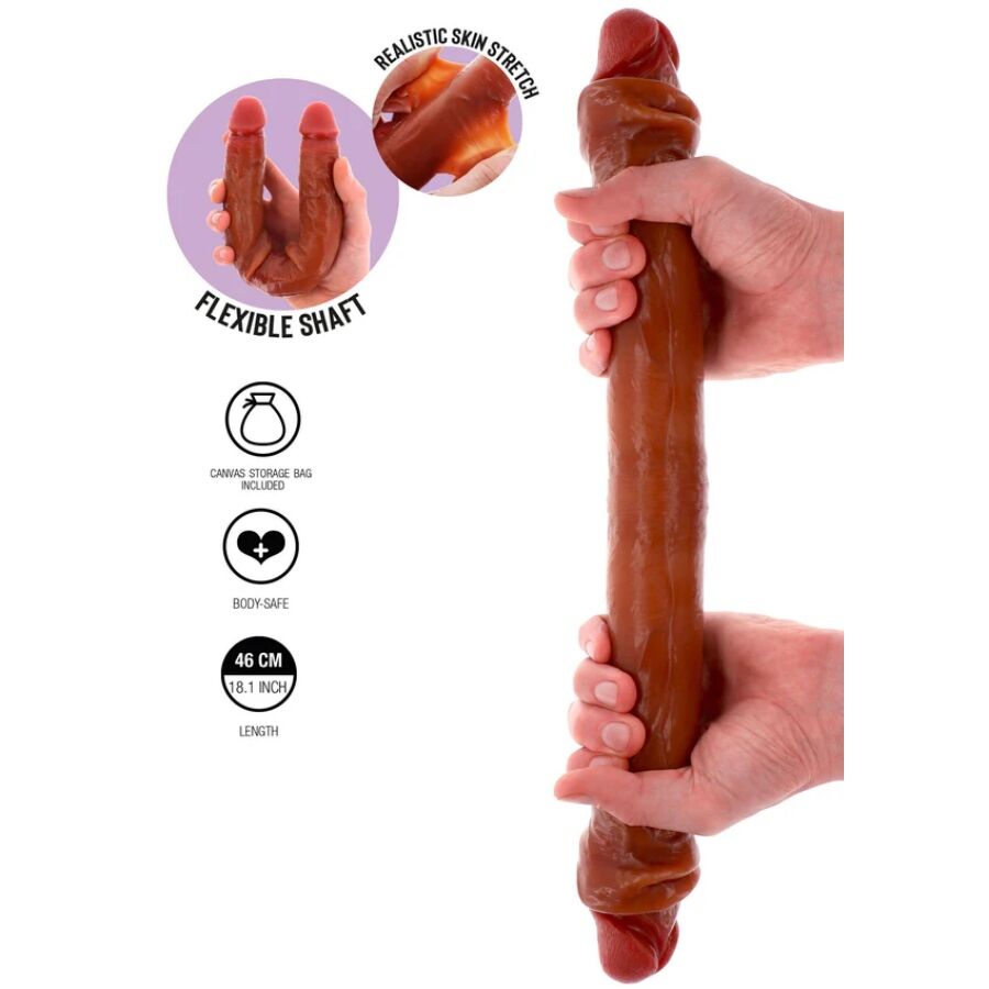 GET REAL - DILDO IN SILICONE A DOPPIA ESTREMITÀ CARAMELLO 46 CM – Doppio pene – foto 2