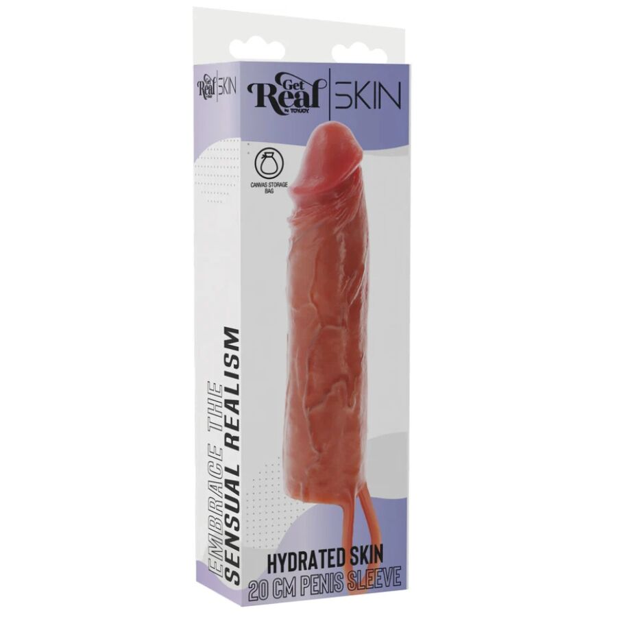 GET REAL - HYDRATED SKIN GUAINA PER PENE IN SILICONE CARAMELLO 20 CM – Copri pene con estensione – foto 5