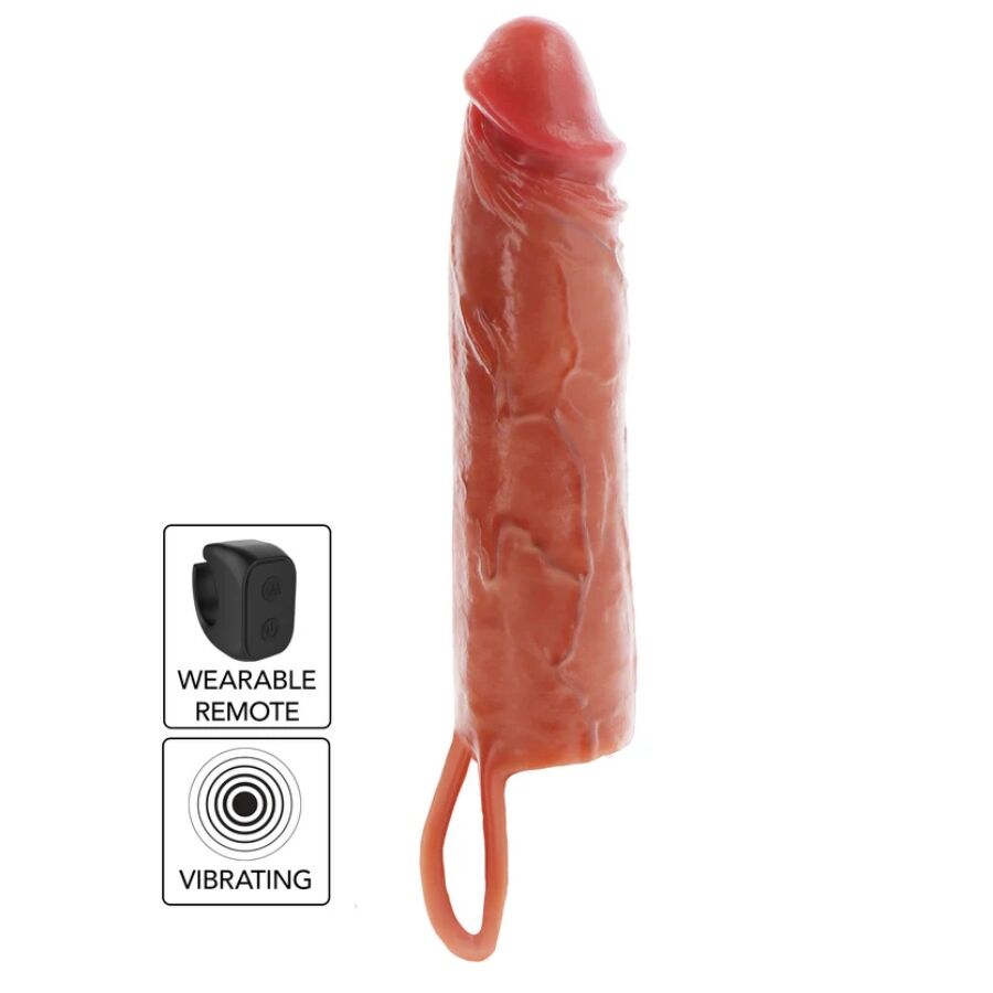 GET REAL - GUAINA VIBRANTE PER PENE IN SILICONE PER PELLE IDRATATA CARAMELLO 20 CM – Copri pene con estensione