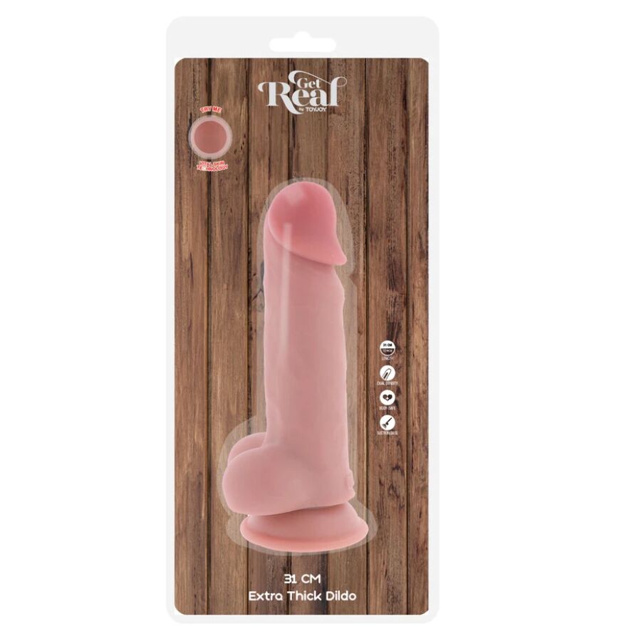 GET REAL - PENE REALISTICO DELUXE CON TESTICOLI EXTRA SPESSI 31 CM – Peni realistici – foto 5
