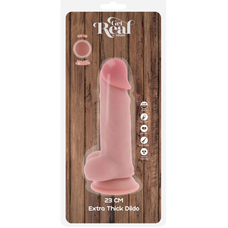 GET REAL - PENE REALISTICO DELUXE CON TESTICOLI EXTRA SPESSI 23 CM – Peni realistici – foto 5