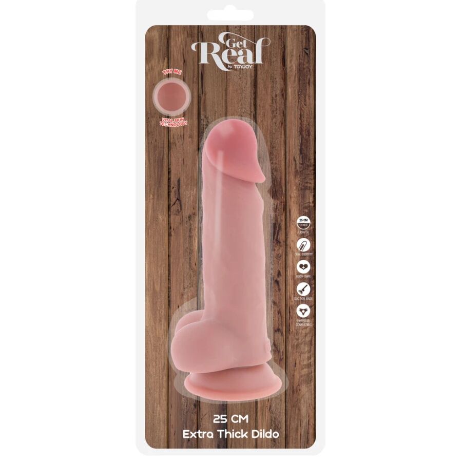 GET REAL - PENE REALISTICO DELUXE CON TESTICOLI EXTRA SPESSI 25 CM – Peni realistici – foto 5