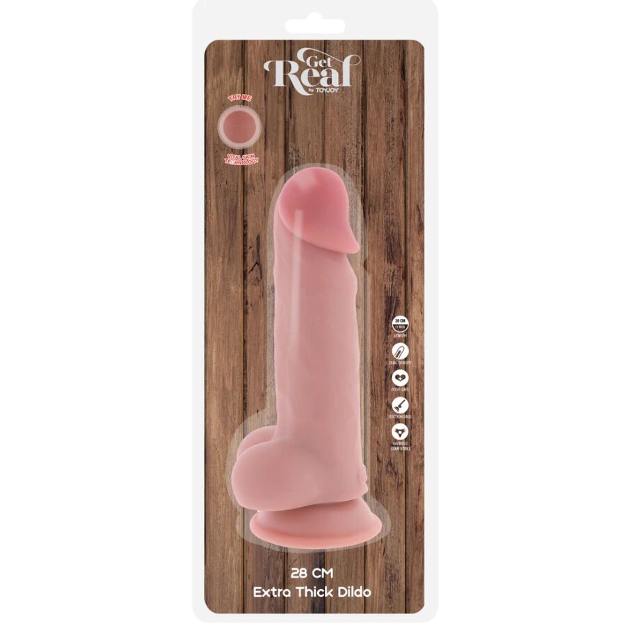 GET REAL - PENE REALISTICO DELUXE CON TESTICOLI EXTRA SPESSI 28 CM – Peni realistici – foto 5