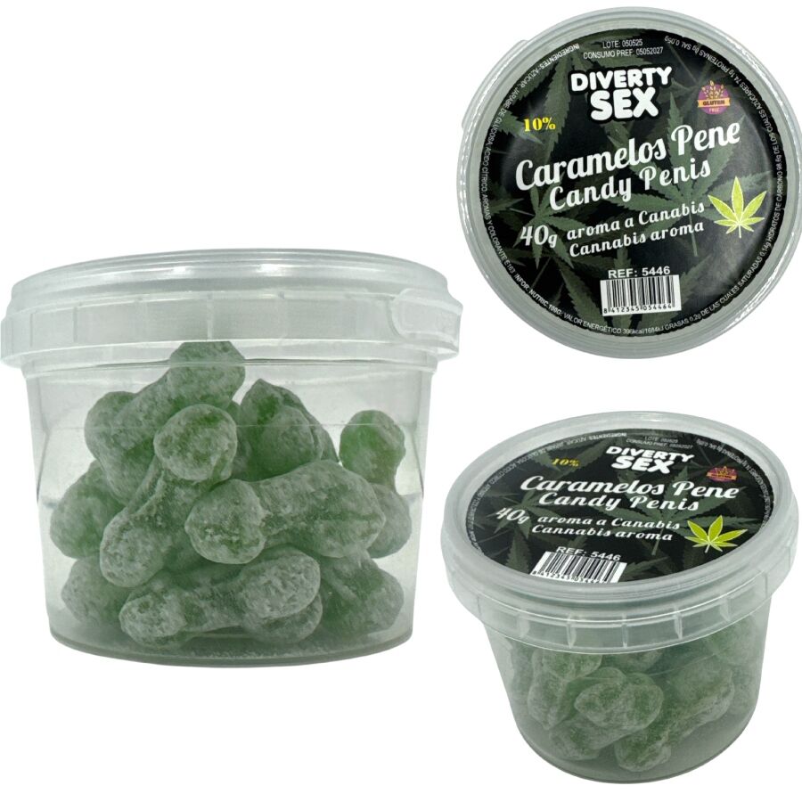 DIABLO GOLOSO - 20 CARAMELLE PER PENE AROMA CANNABIS – Caramelle divertenti