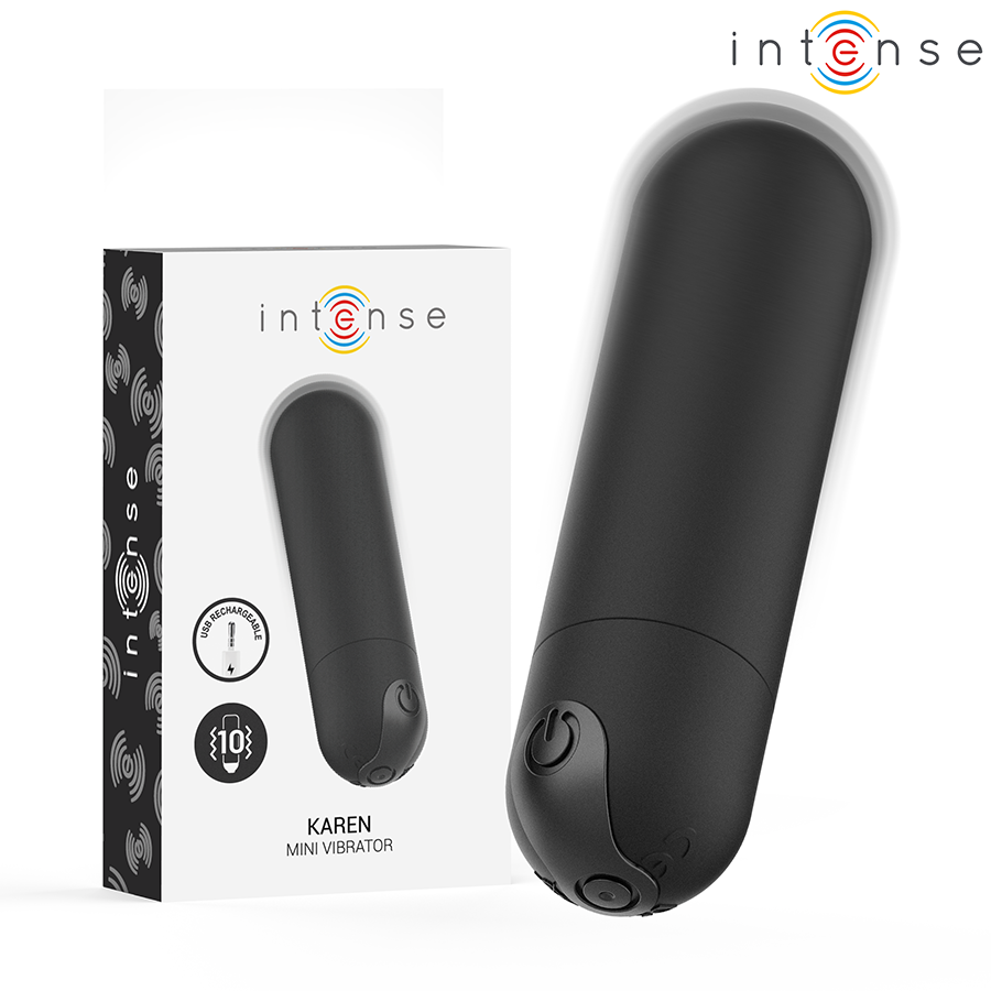 INTENSE - KAREN MINI PROIETTILE VIBRANTE RICARICABILE NERO – Proiettili vibranti