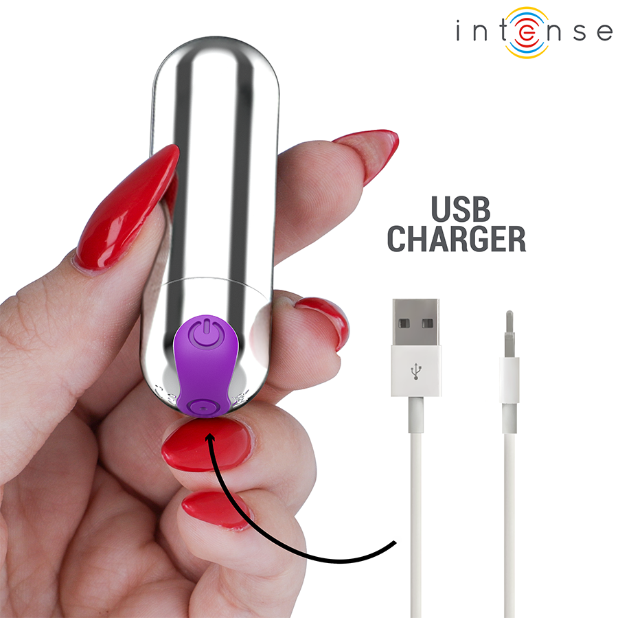 INTENSE - KAREN MINI PROIETTILE VIBRANTE RICARICABILE ARGENTO – Proiettili vibranti – foto 5