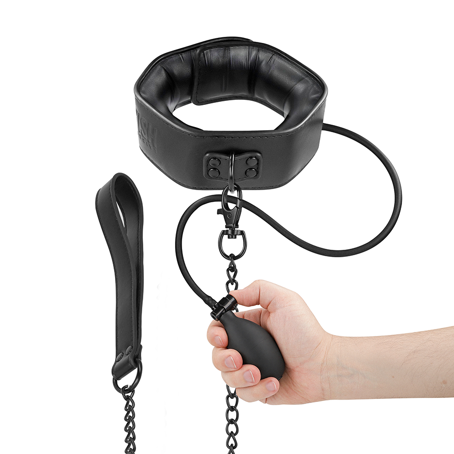 FETISH SUBMISSIVE BONDAGE - COLLARE GONFIABILE DA STRANGOLAMENTO CON CATENA – Collane