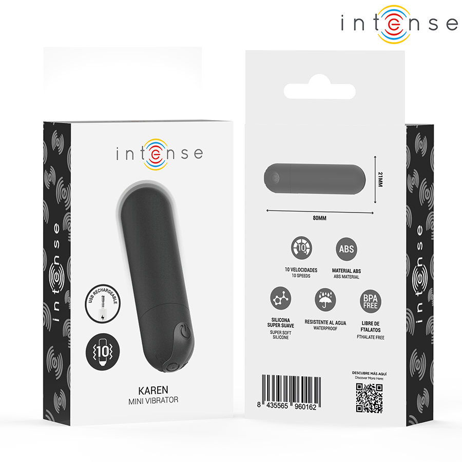 INTENSE - KAREN MINI PROIETTILE VIBRANTE RICARICABILE NERO – Proiettili vibranti – foto 7