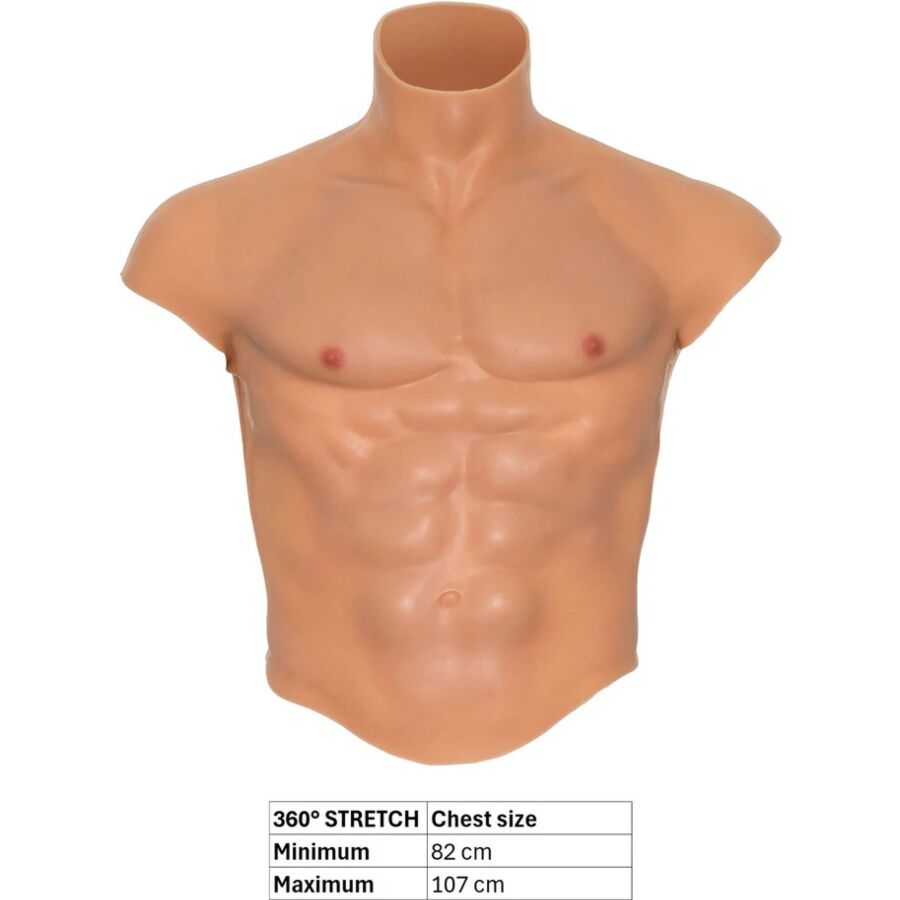 DESIDERIO NASCOSTO - MAGLIETTA ALTER EGO IN SILICONE CON TORSO MASCHILE E ADDOMINALI IN CARNE – Magliette da uomo – foto 5