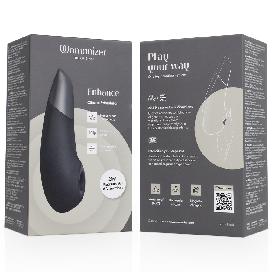 WOMANIZER - STIMOLATORE CLITORIDEO ENHANCE NERO – Stimolatore d'aria con vibrazione – foto 7
