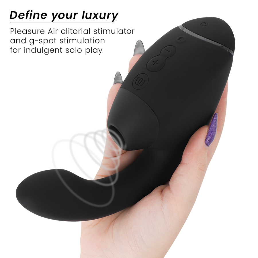 WOMANIZER - DUO NEXT STIMOLATORE DOPPIO CLITORIDEO E PUNTO G NERO – Stimolatore d'aria con vibrazione – foto 3