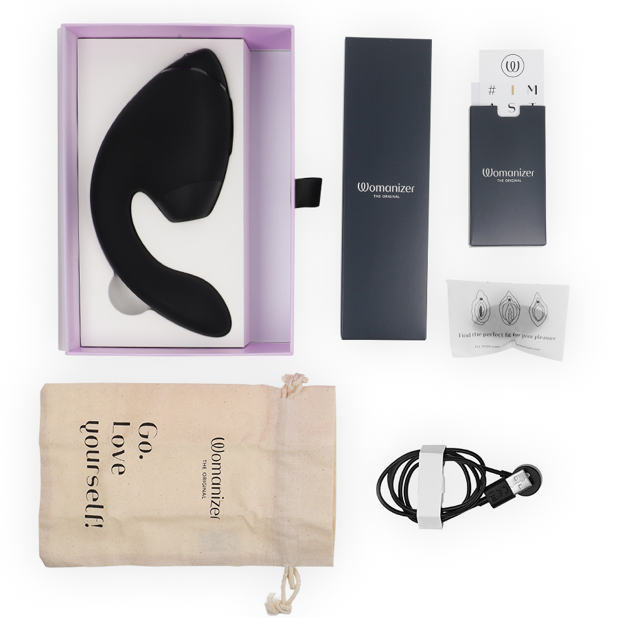 WOMANIZER - DUO NEXT STIMOLATORE DOPPIO CLITORIDEO E PUNTO G NERO – Stimolatore d'aria con vibrazione – foto 6