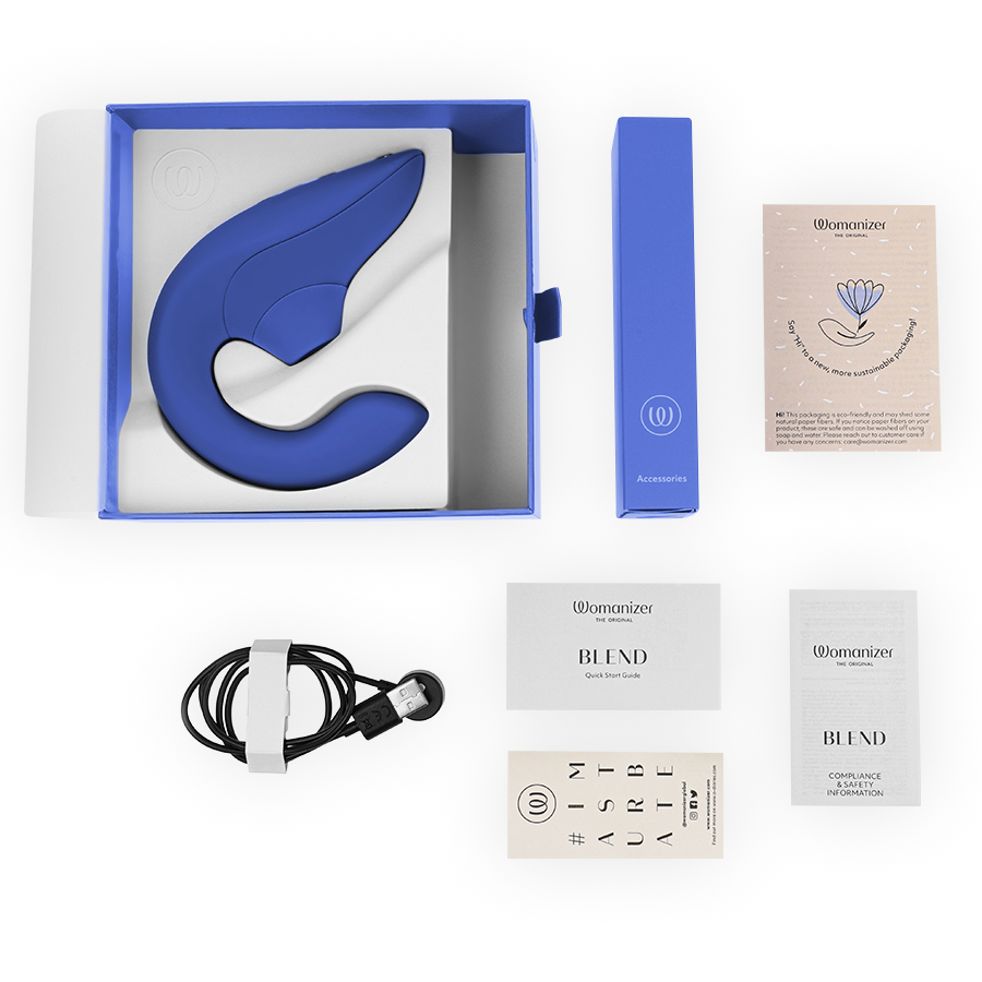 WOMANIZER - BLEND RABBIT VIBRATOR STIMOLATORE BLU VIBRANTE – Stimolatore d'aria con vibrazione – foto 6