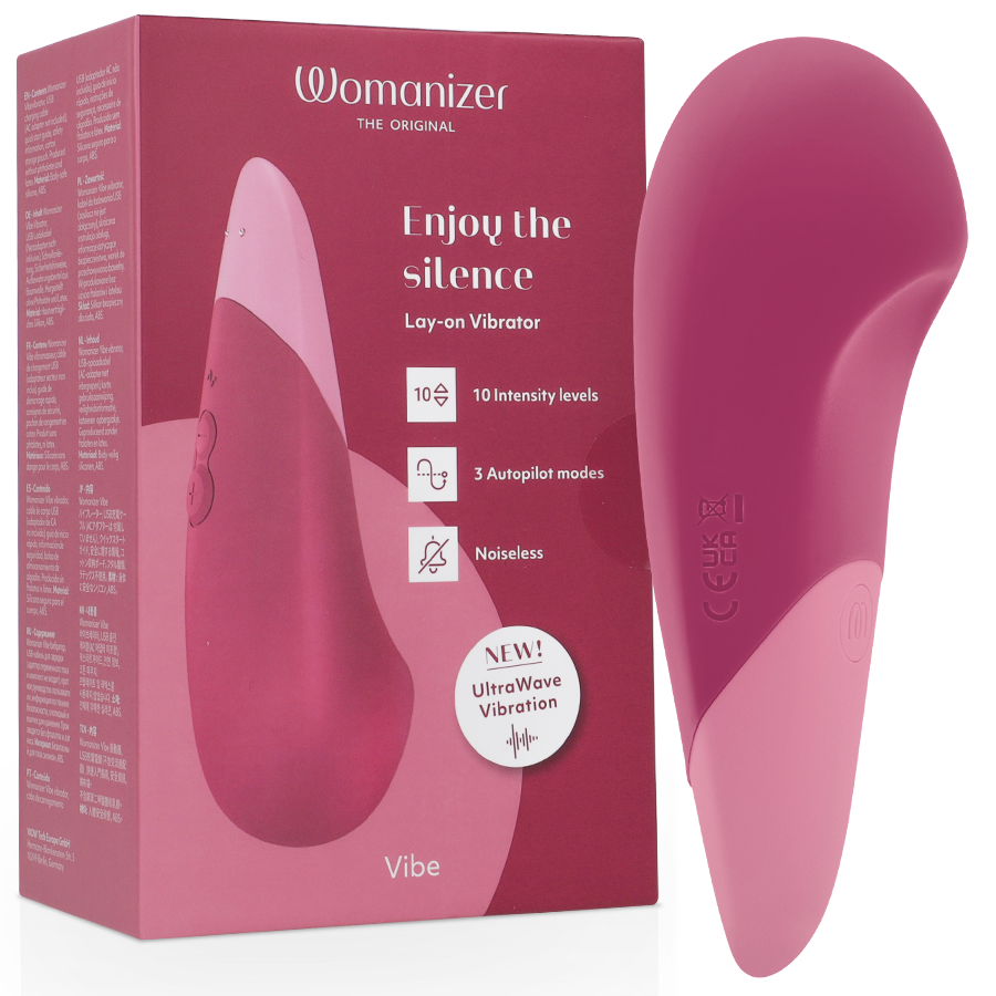WOMANIZER - VIBE LAY-ON VIBRATORE SILENZIOSO ROSA SCURO – Vibratori clitoridei da posare