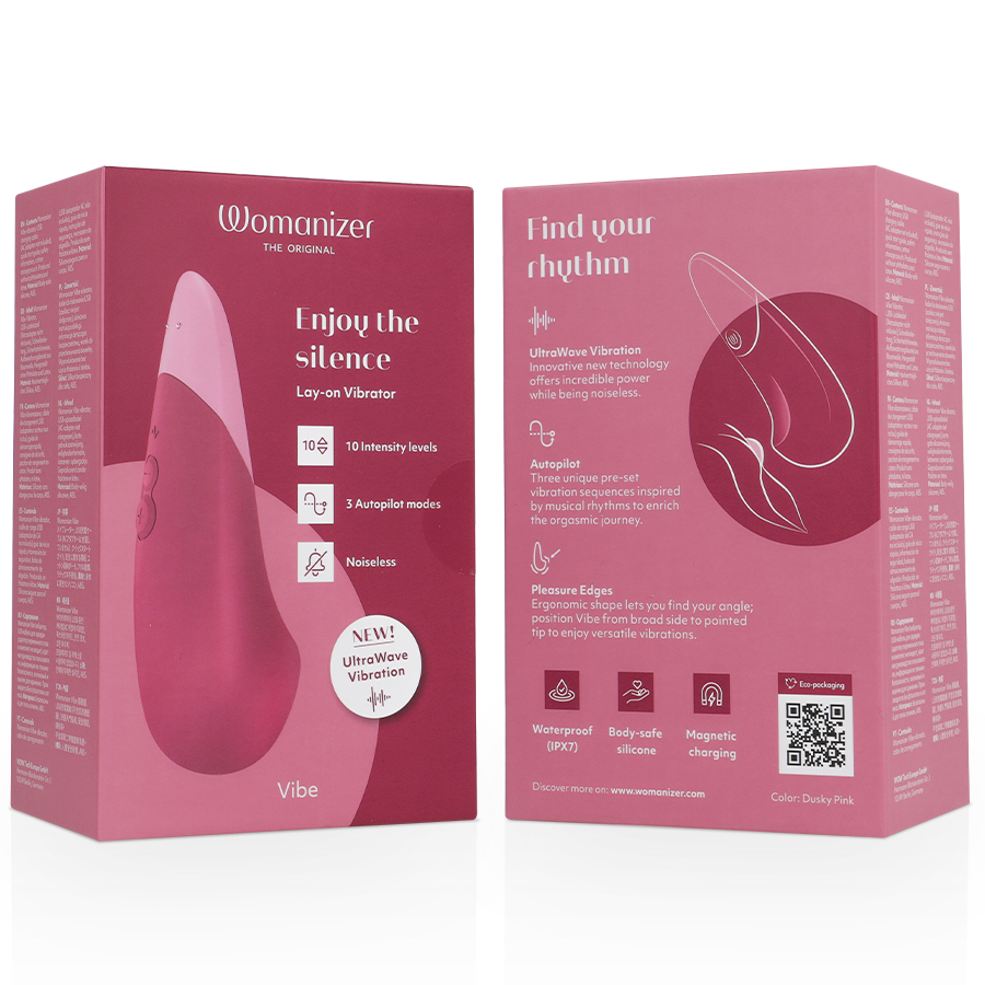 WOMANIZER - VIBE LAY-ON VIBRATORE SILENZIOSO ROSA SCURO – Vibratori clitoridei da posare – foto 7