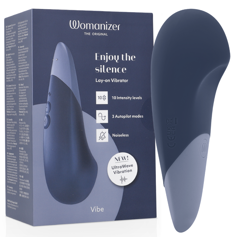 WOMANIZER - VIBE LAY-ON VIBRATORE SILENZIOSO BLU SCURO – Vibratori clitoridei da posare