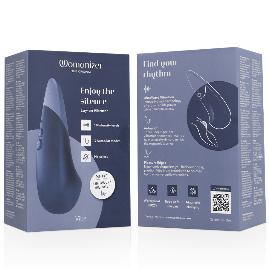 WOMANIZER - VIBE LAY-ON VIBRATORE SILENZIOSO BLU SCURO – Vibratori clitoridei da posare – foto 7