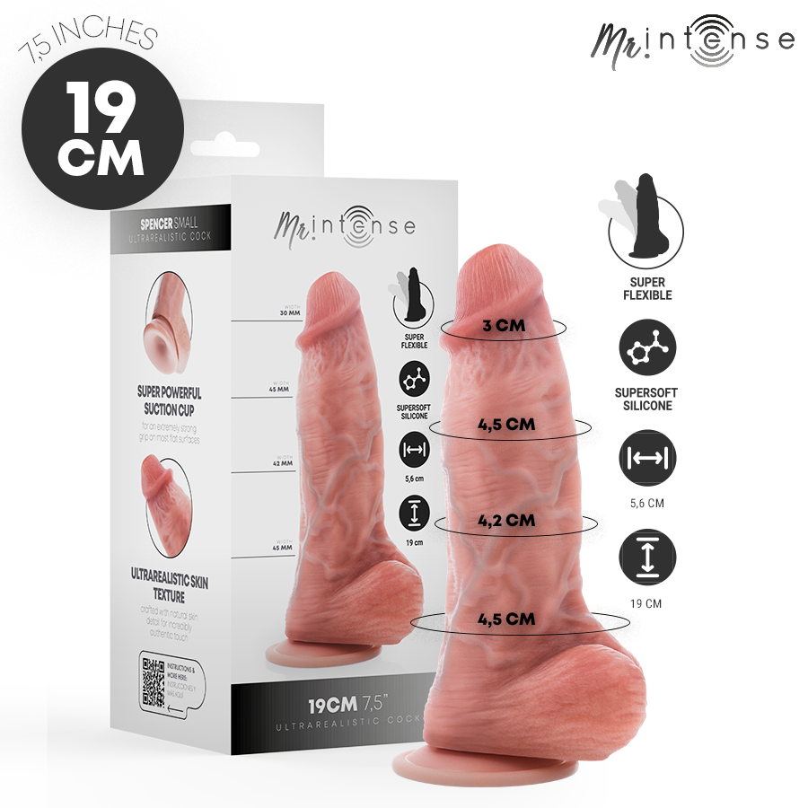 MR INTENSE - PICCOLO SPENCER DILDO IN SILICONE 19 CM -Ø- 4,5 CM – Peni realistici