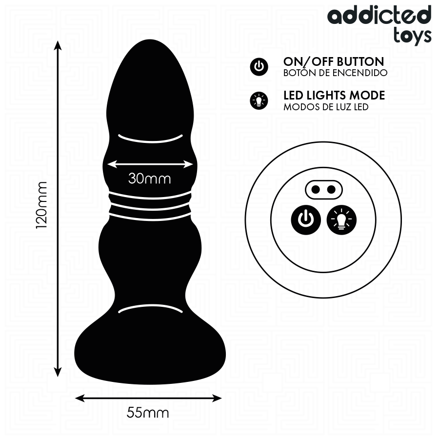ADDICTED TOYS - TAPPO ANALE ROTANTE E VIBRANTE, LUCE LED, TELECOMANDO – Vibratori anali – foto 6
