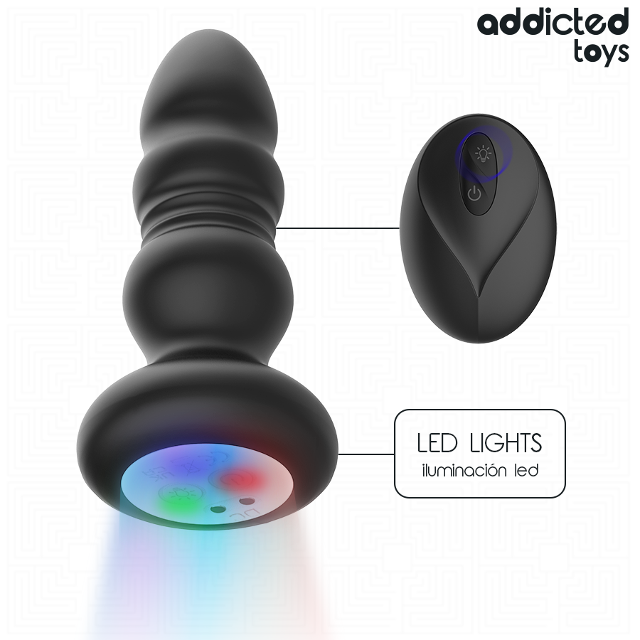 ADDICTED TOYS - TAPPO ANALE ROTANTE E VIBRANTE, LUCE LED, TELECOMANDO – Vibratori anali – foto 2